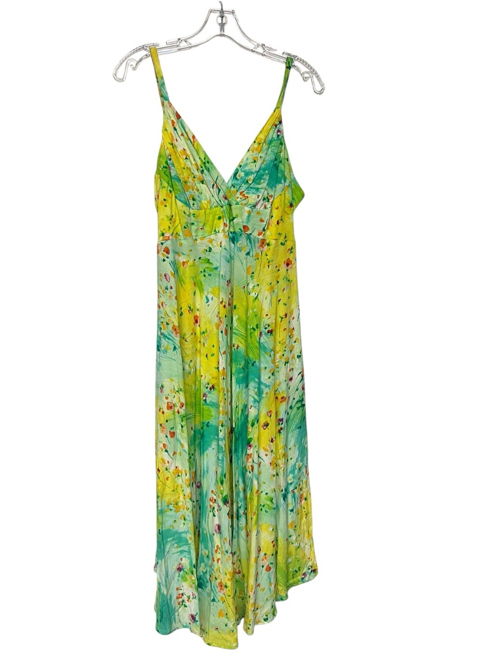 Vintage Jams World Bright Floral Artsy Boho Slip Maxi Dress Watercolor Y2K